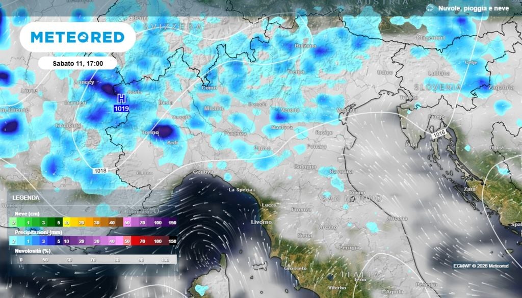 Venerdì 10 luglio, il nord Italia, a partire dalle aree montuose ma poi anche su parti delle pianure, l'instabilità potrà produrre dei temporali sparsi, che localmente potranno risultare anche molto intensi. ECMWF MeteoRed