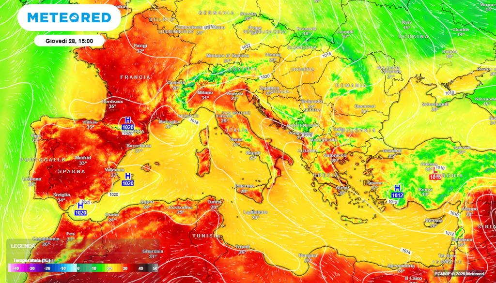 Temperature. Le temperature registrate in queste ore sul continente europeo.