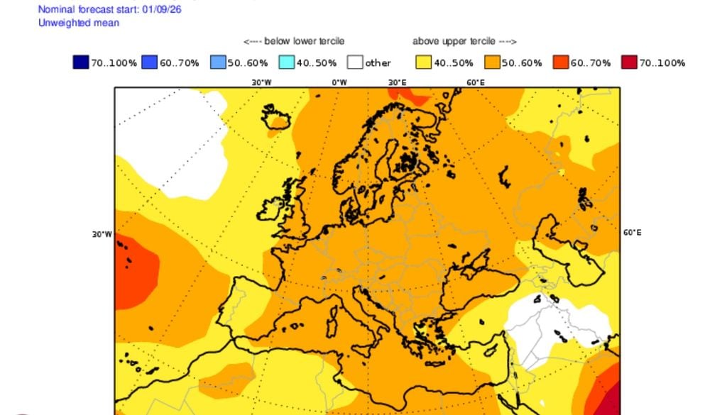 L'ultimo bollettino climatico di Copernicus, per il mese di Ottobre, conferma una fase dominata da temperature mediamente superiori alla norma su gran parte dell'Europa, Italia compresa. Credits: Copernicus