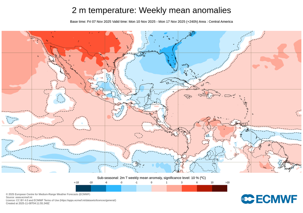 Anomalía de temperaturas en grados Celsius