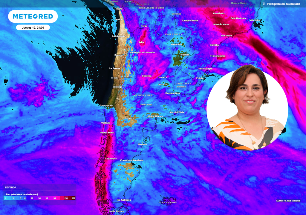 Lluvias importantes se acumularán en varias regiones de Chile durante la próxima semana.