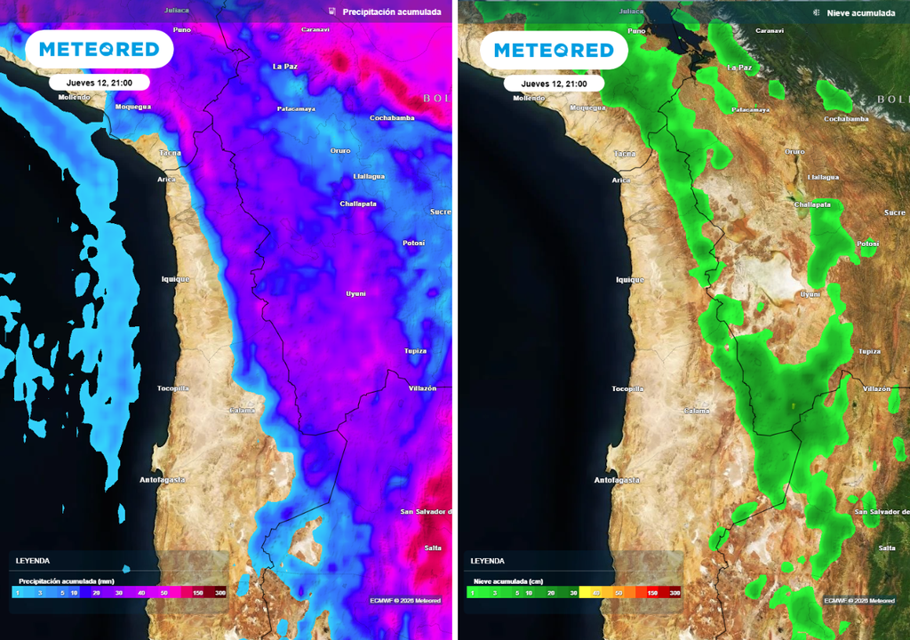 Las precipitaciones sobre el norte de Chile seguirán presentes durante la próxima semana.