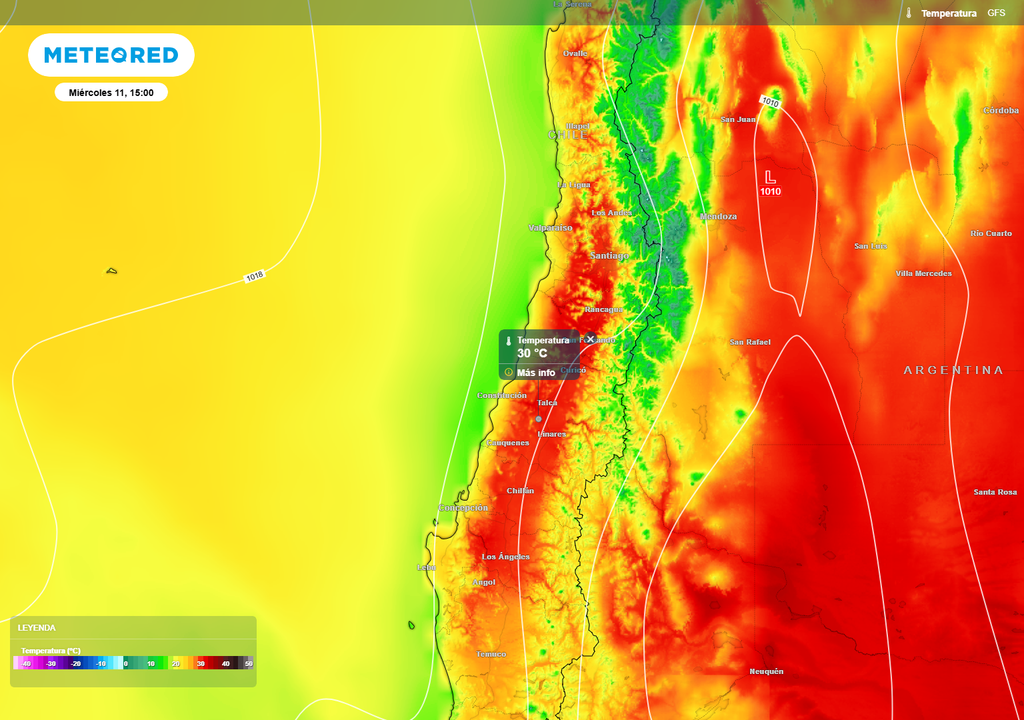 Entre 28 a 32 ºC marcarán los termómetros en sectores interiores de la zona central de Chile durante esta semana.