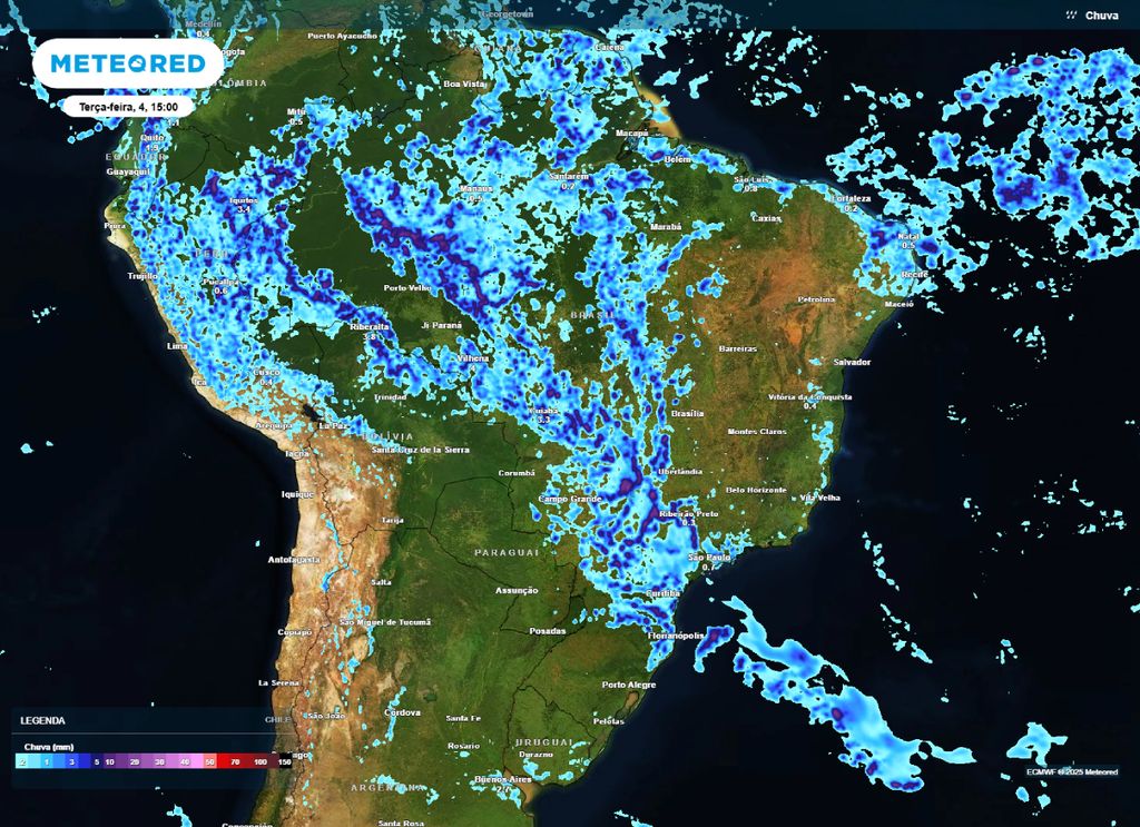 Chuva prevista para a tarde de terça-feira (04).