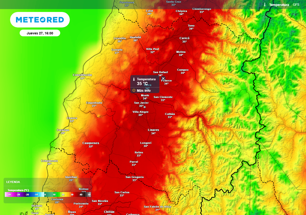 Temperatura máxima Región de Maule jueves 27 de febrero 2025, Meteored Chile Temperatura máxima Región de Maule jueves 27 de febrero 2025, Meteored Chile