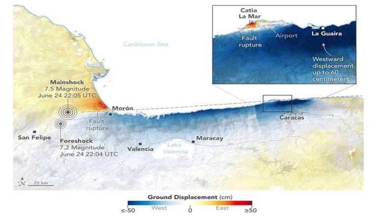 Terramotos na Venezuela provocaram um deslocamento do solo para leste e para oeste ao longo da costa norte do pa&iacute;s