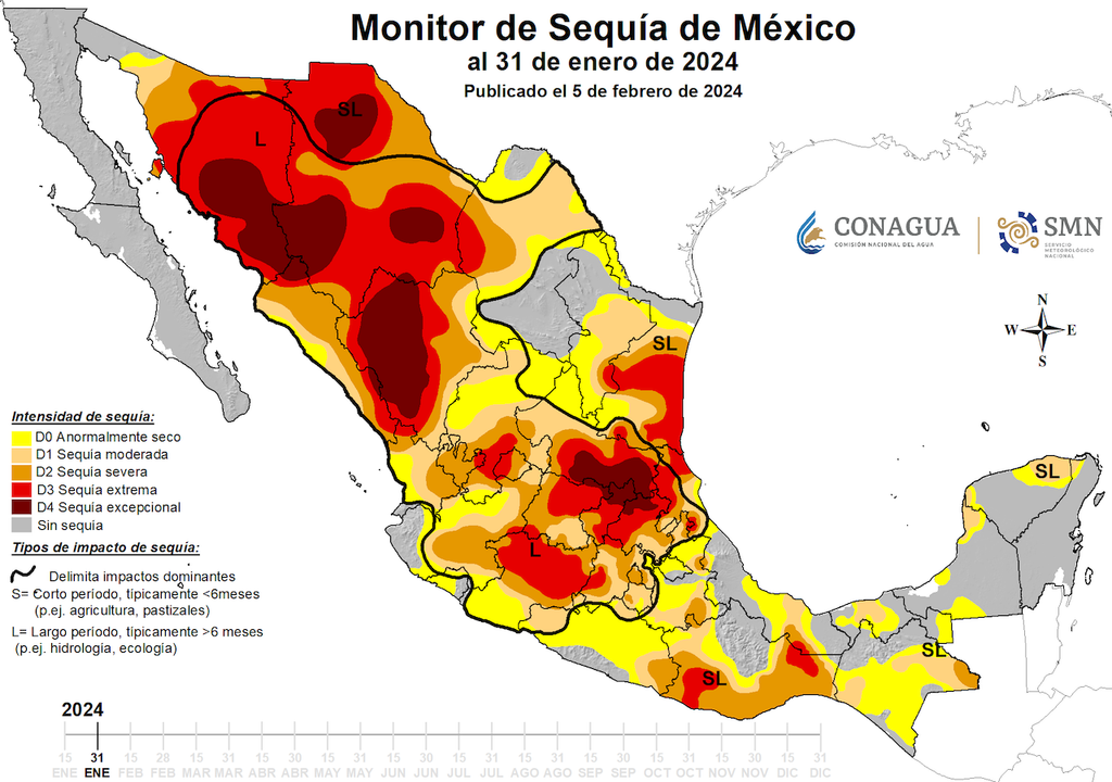 Monitor de sequía; SMN MÉXICO Monitor de sequía; SMN MÉXICO