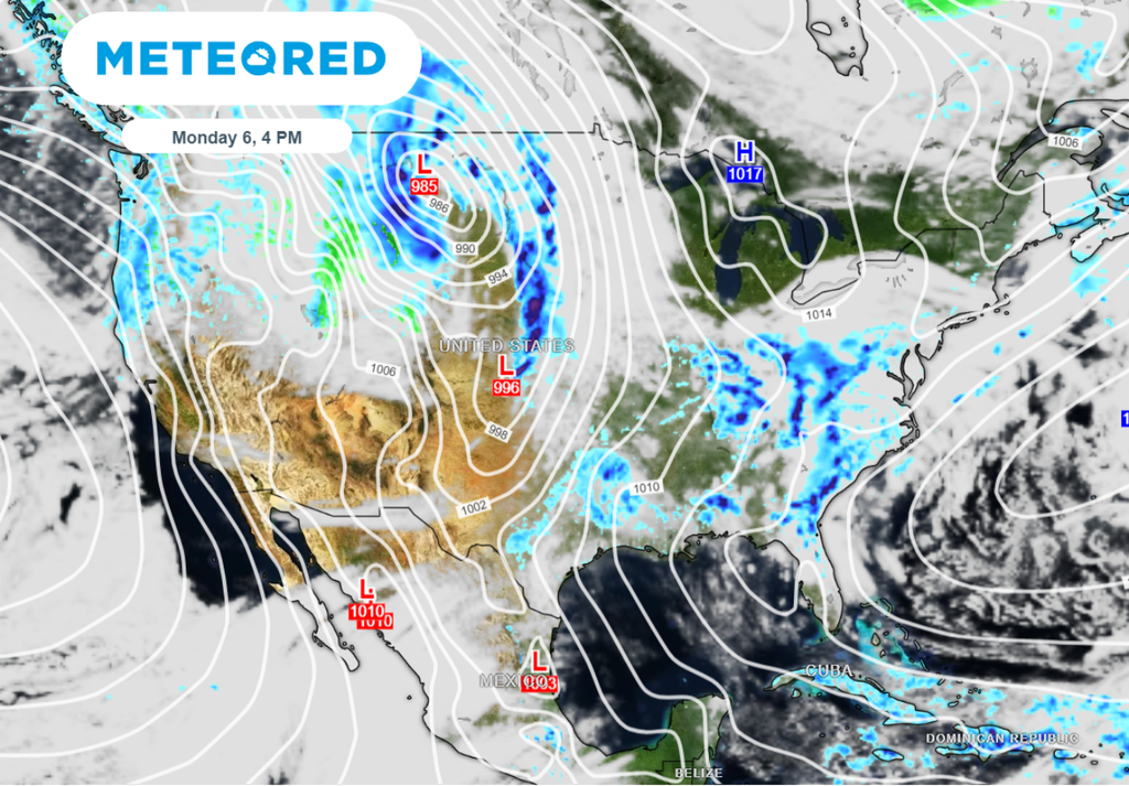 The weekend's west coast storm moves into the Rockies and plains on Monday.