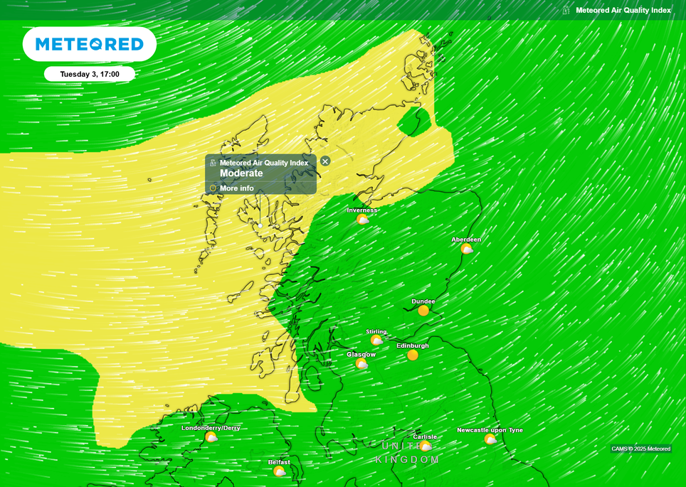 Scotland Air Quality Index map.