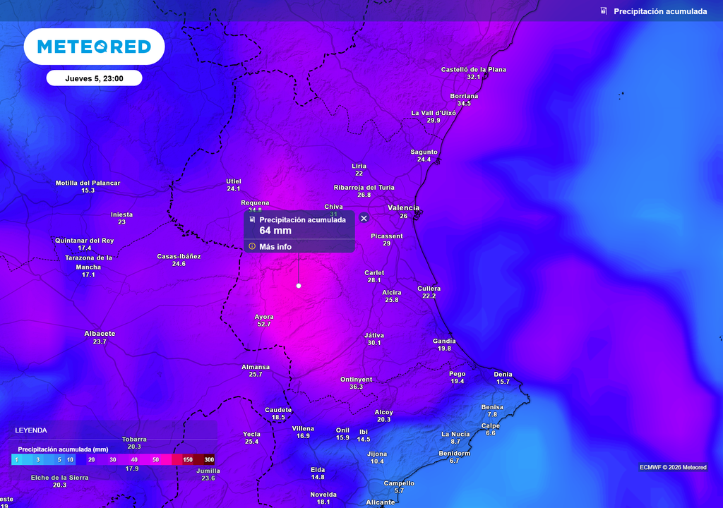 En el interior de la provincia se superarán los 60 l/m2 al final de la jornada de mañana.