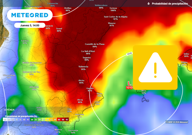 Tiempo adverso en Valencia: lluvias de 50 l/m2 en seis horas y tormentas con granizo