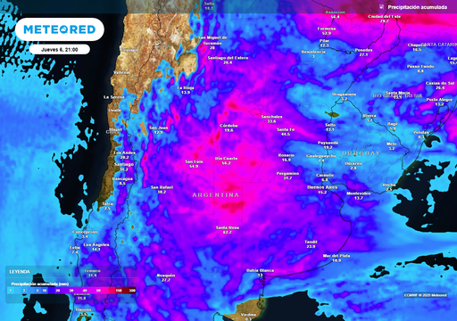 Tiempo en Argentina la próxima semana: tormentas y el inicio de un cambio en el patrón de distribución de lluvias