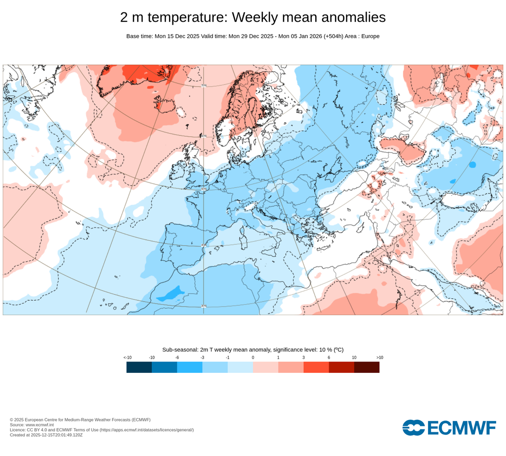 Ídem que el caso anterior pero para la semana 29 diciembre 2025 al 4 de enero 2026. ECMWF