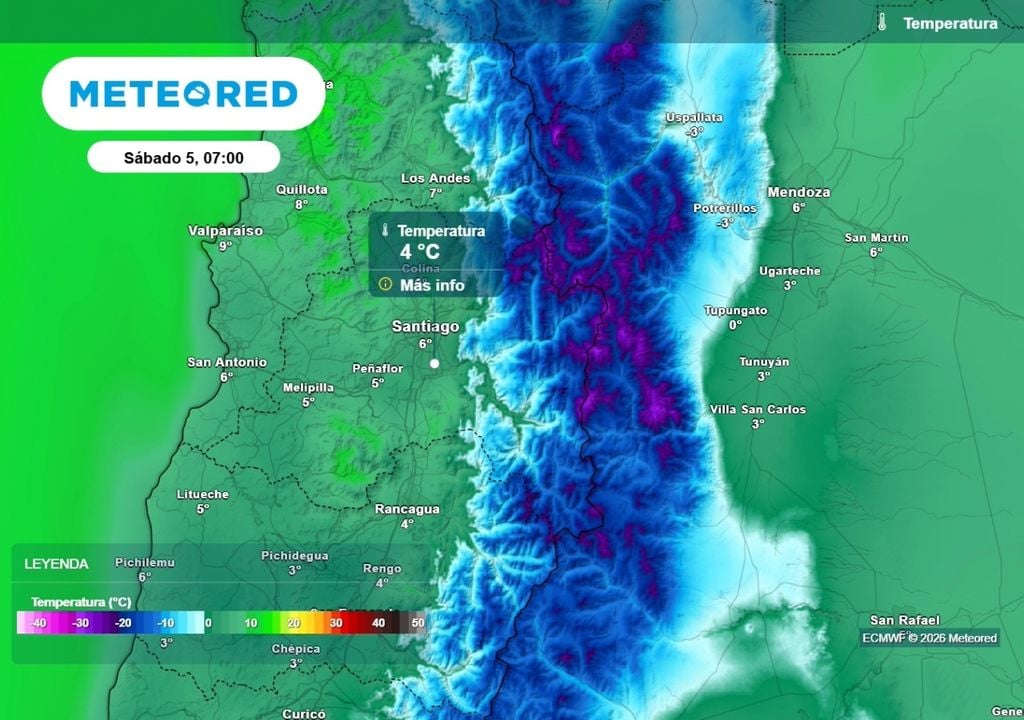 Mínimas Las temperaturas mínimas bajarán este fin de semana en Santiago: el sábado podrían moverse en torno a los 4 °C.