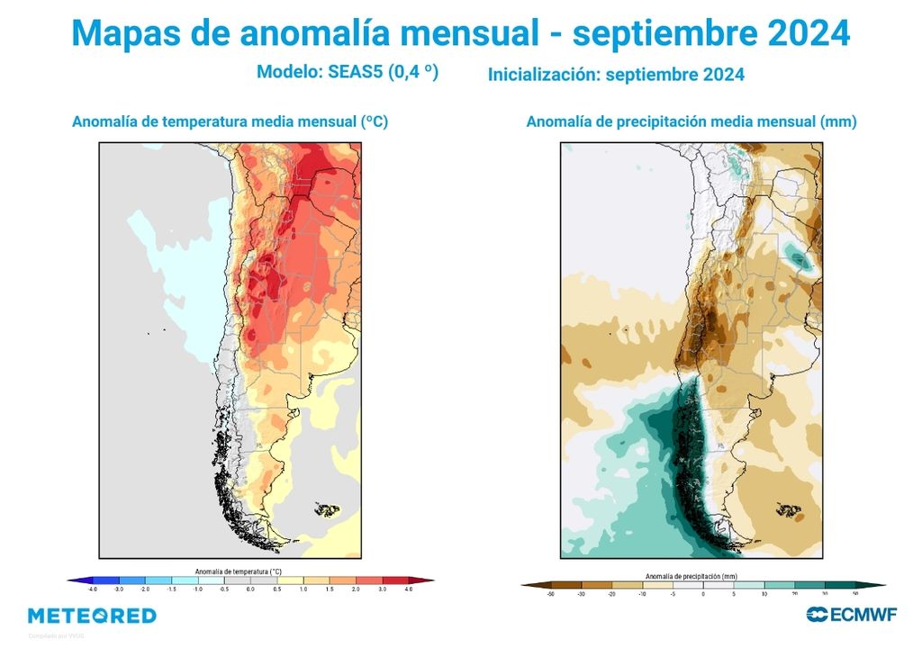 anomalías climáticas previstas para el mes de septiembre sobre Chile