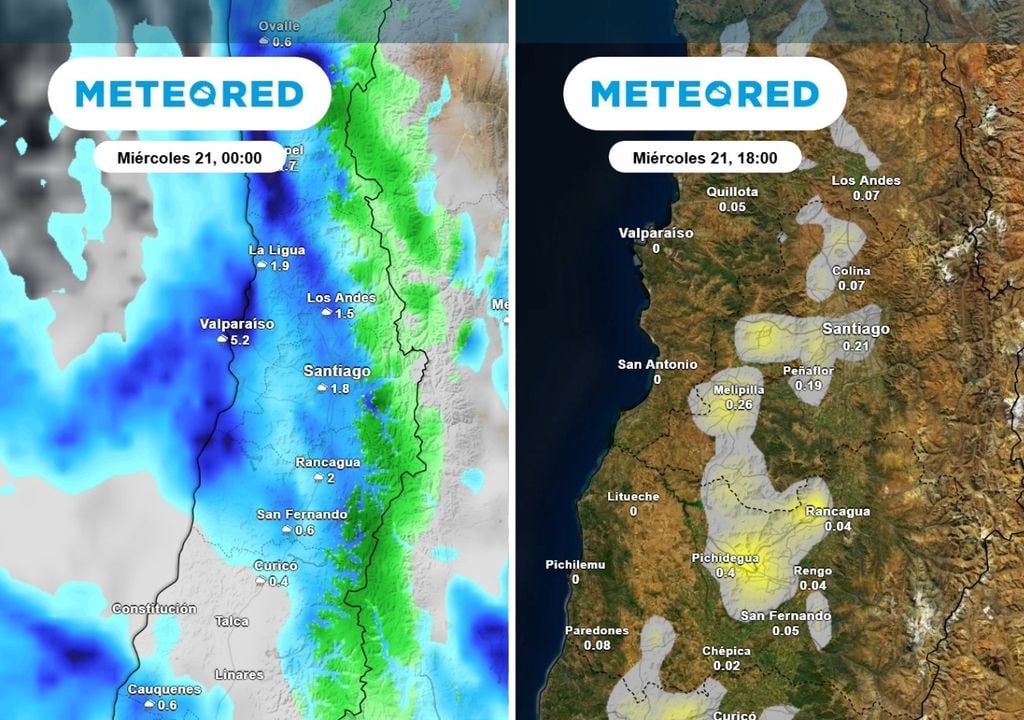 LLuvias y rayos El miércoles continúan las lluvias y se mantiene abierta la ventana para las tormentas eléctricas en Santiago.