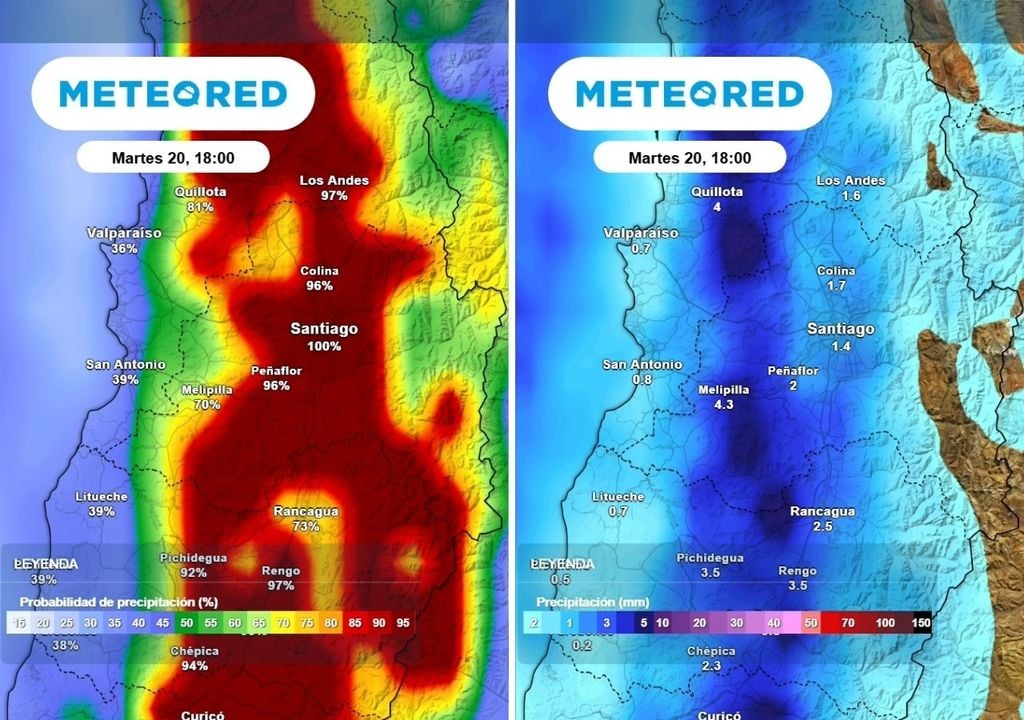 Probabilidad de lluvias Como ocurrió el pasado martes, esta semana también hay una alta probabilidad de lluvias y tormentas eléctricas en Santiago.