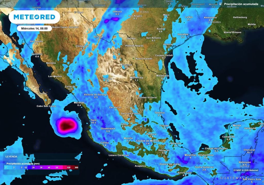 Pronóstico de lluvias acumuladas en milímetros Eventos más dispersos de lluvias se prevén hoy martes de 10-25 mm en occidente, centro, oriente y sureste, sin descartar alguna mayor.
