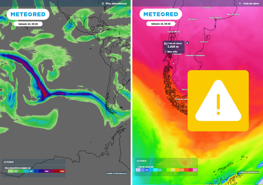 "Tiene m&aacute;s de 10 mil kil&oacute;metros": r&iacute;o atmosf&eacute;rico extremo dejar&aacute; lluvia con isoterma cero alta en Chile el fin de semana