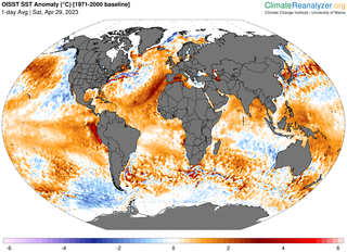 La Tierra en océanos muy cálidos con el fenómeno de El Niño a la vista