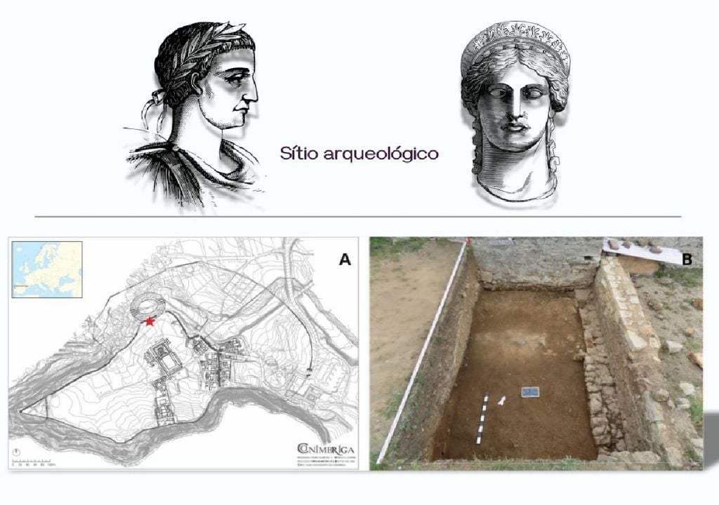 mapa de conímbriga e sítio de escavações arqueológicas