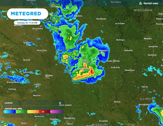 Today into tonight, severe weather threatens parts of Iowa, Nebraska, Illinois, and Missouri with damaging winds likely