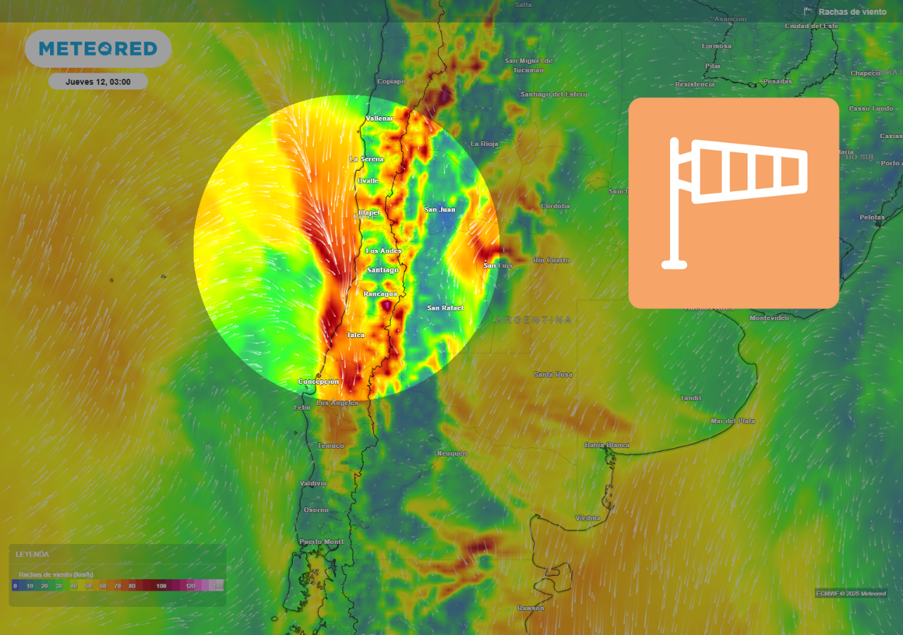 Chile central en alerta: temporal de viento de hasta 80 km/h