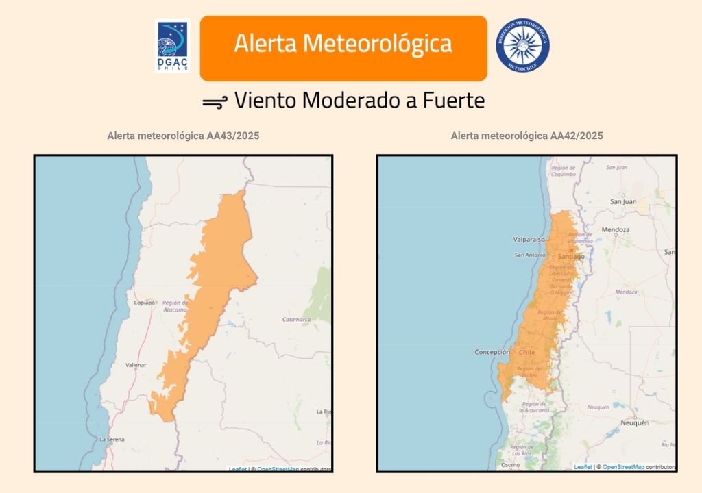 mapas de alerta para dos zonas de Chile mapas de alerta para dos zonas de Chile