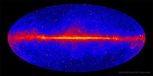 Imagen de todo el cielo visto de forma especial por el Telescopio Espacial Fermi