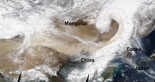 Tormenta de polvo histórica en algunas zonas Asia