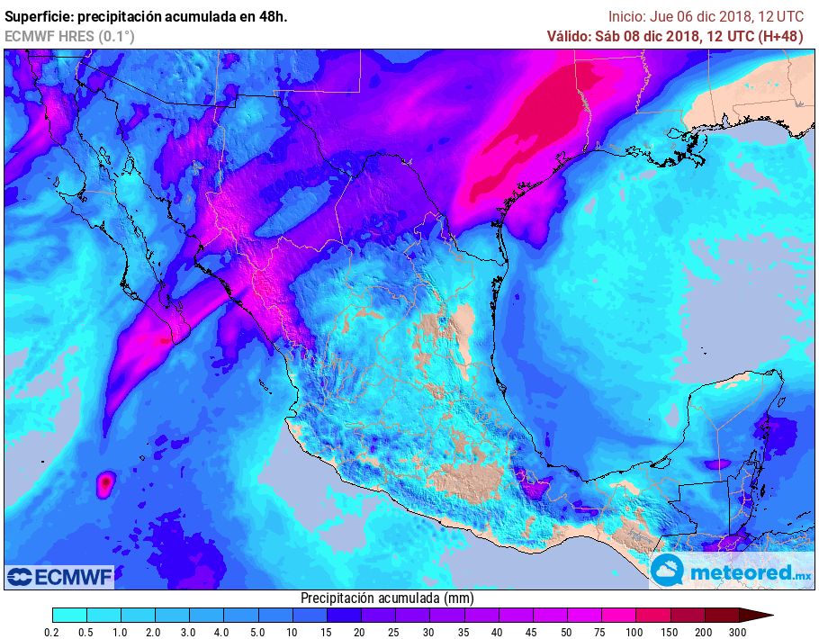 Modelo ECMWF. Precipitaciones acumuladas próximas 48 horas Modelo ECMWF. Precipitaciones acumuladas próximas 48 horas