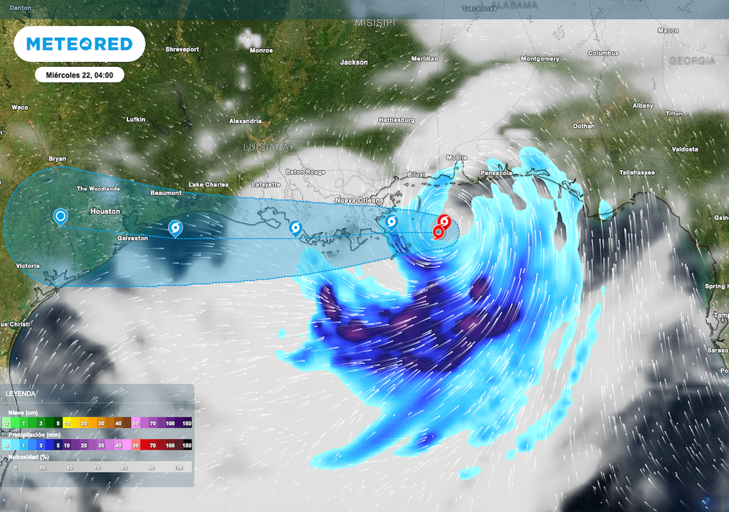 Se prevén acumulados de lluvia de 25 a 100 mm, con máximos aislados de hasta 150 mm al norte del Golfo de México. Se prevén acumulados de lluvia de 25 a 100 mm, con máximos aislados de hasta 150 mm al norte del Golfo de México.