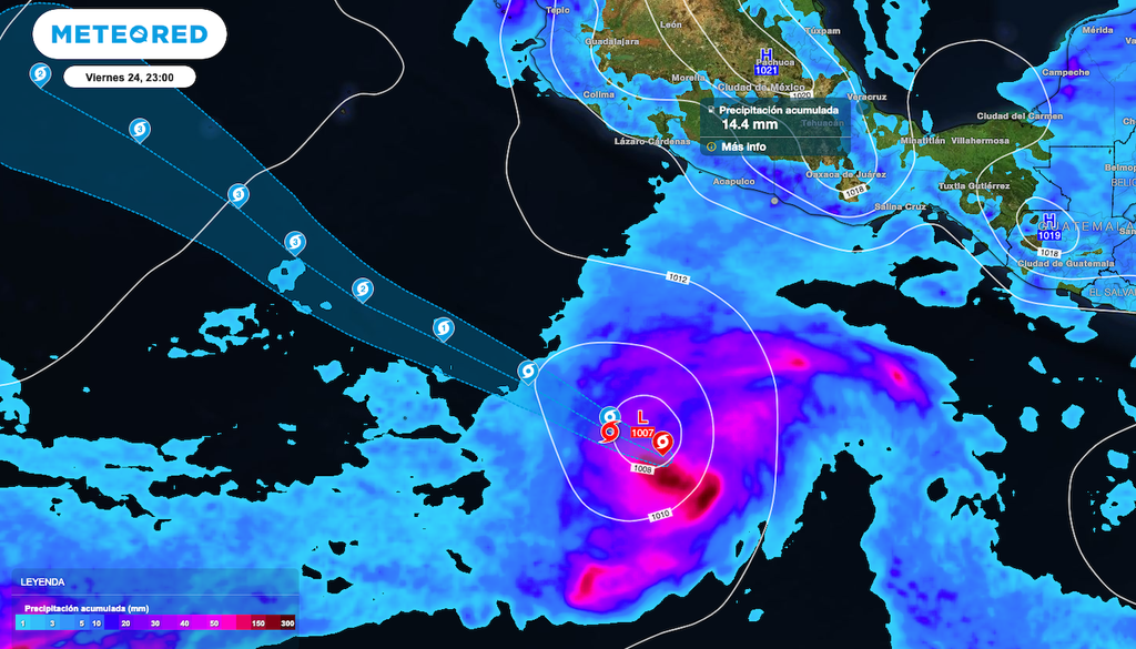 Los acumulados de lluvias más importantes serán al Suroeste enriquecidas por la tormenta tropical Genovieve. Los acumulados de lluvias más importantes serán al Suroeste enriquecidas por la tormenta tropical Genovieve.
