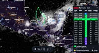 La tormenta tropical Karl frente a las costas de México con fuertes lluvias