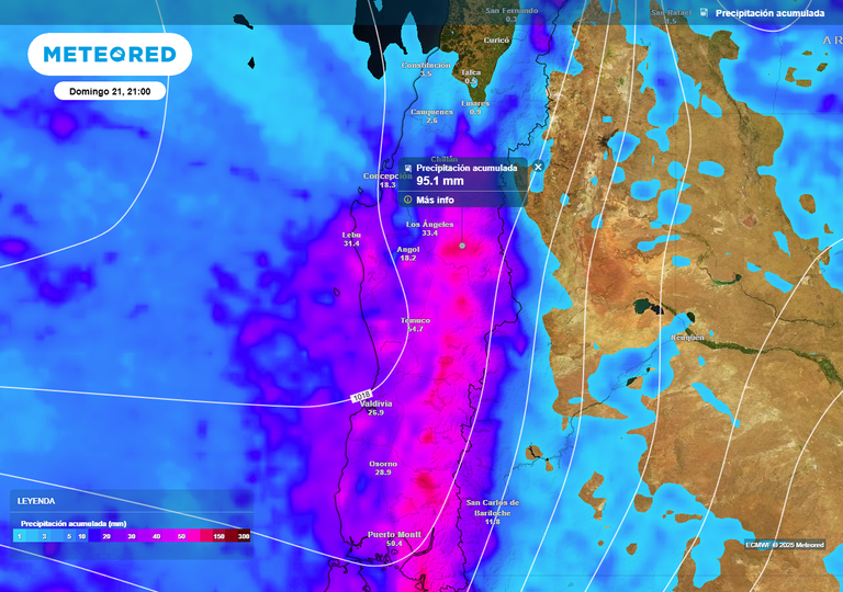 "Tormentas el&eacute;ctricas, lluvias y viento de 60 km/h": tiempo invernal para este fin de semana entre &Ntilde;uble y Los R&iacute;os