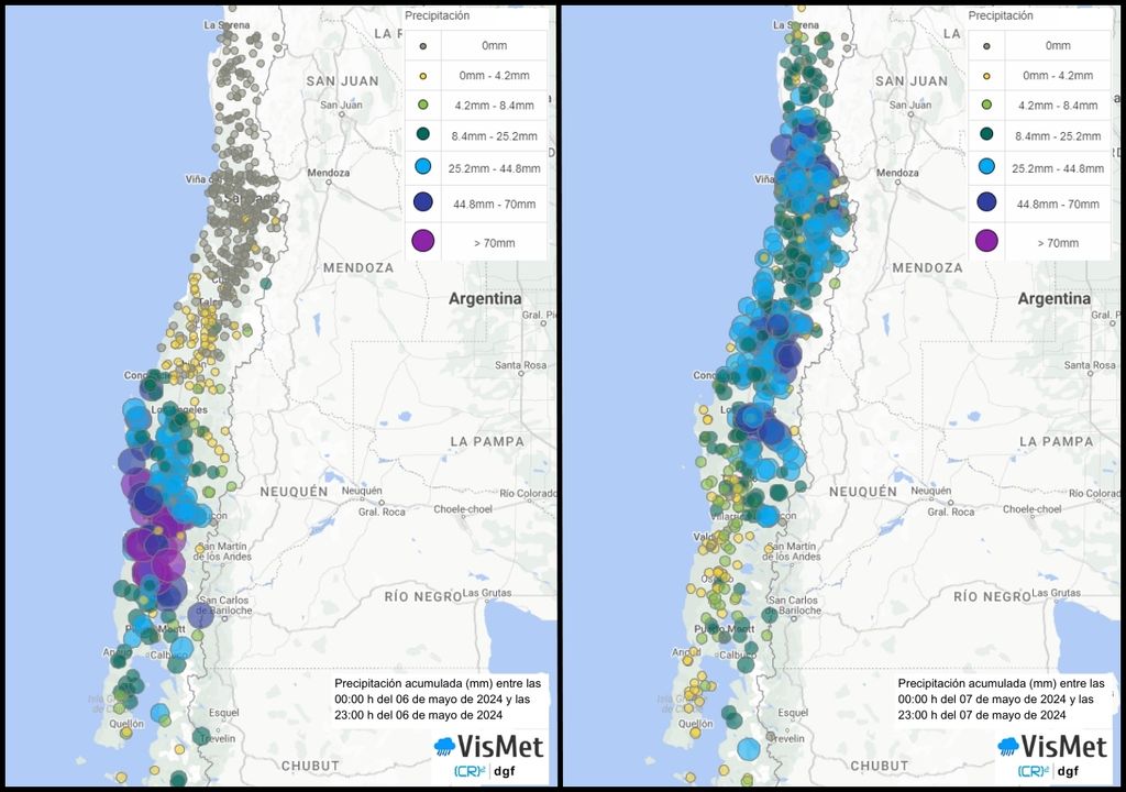 precipitaciones registradas con el paso del sistema frontal por Chile