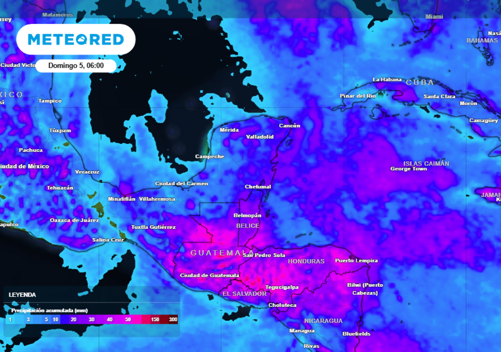 Rain Pronóstico de lluvia acumulada para las próximas 96 horas en el sureste del país.