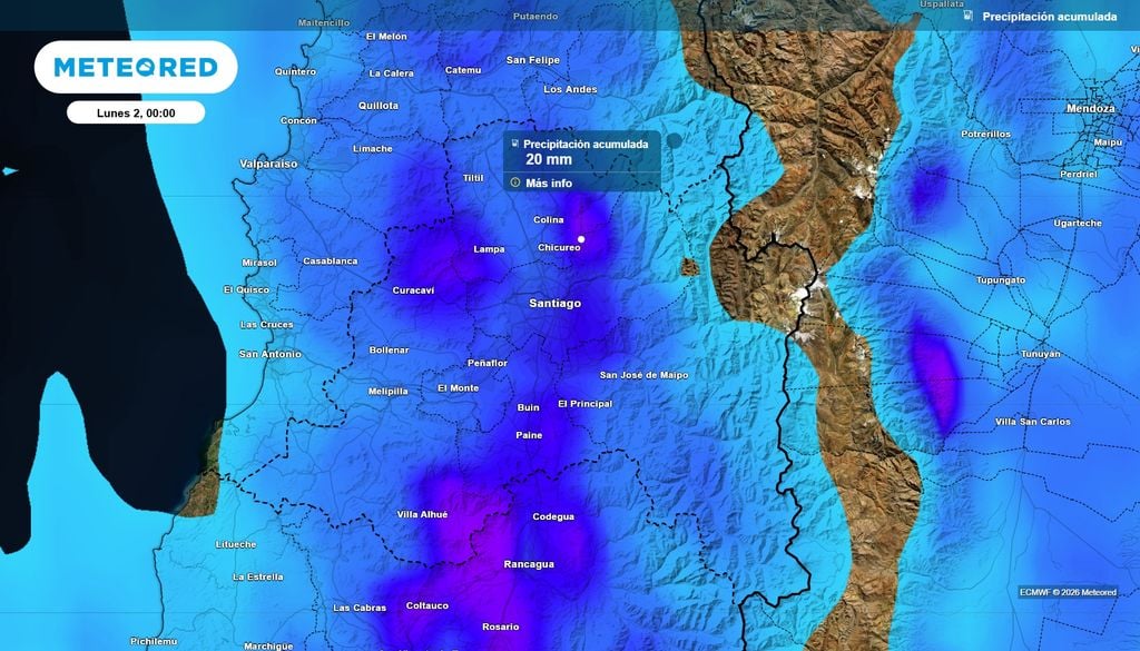 Acumulados Acumulados en la RM hasta el domingo 1 de noviembre: se concentrarían más elevados en zonas precordilleranas.