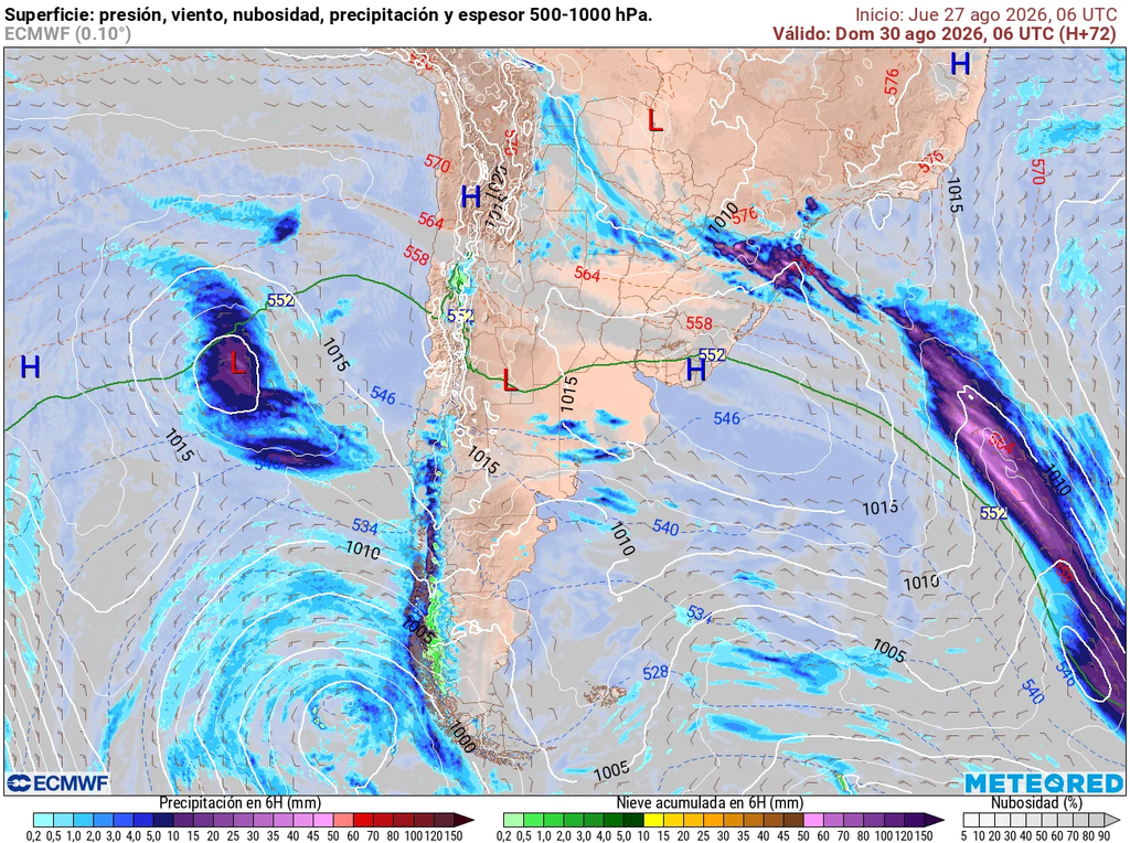 Sistema frontal que ingresará durante el lunes 31 y reactivará nuevamente las precipitaciones en la zona central.