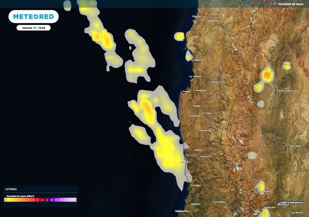 rayos previstos La posibilidad de rayos estará presente producto de la inestabilidad atmosférica. No se descarta la posible formación de nubes convectivas con características tornádicas.