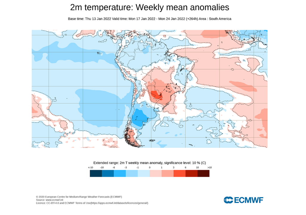 Anomalía de temperatura semanal Anomalía de temperatura semanal