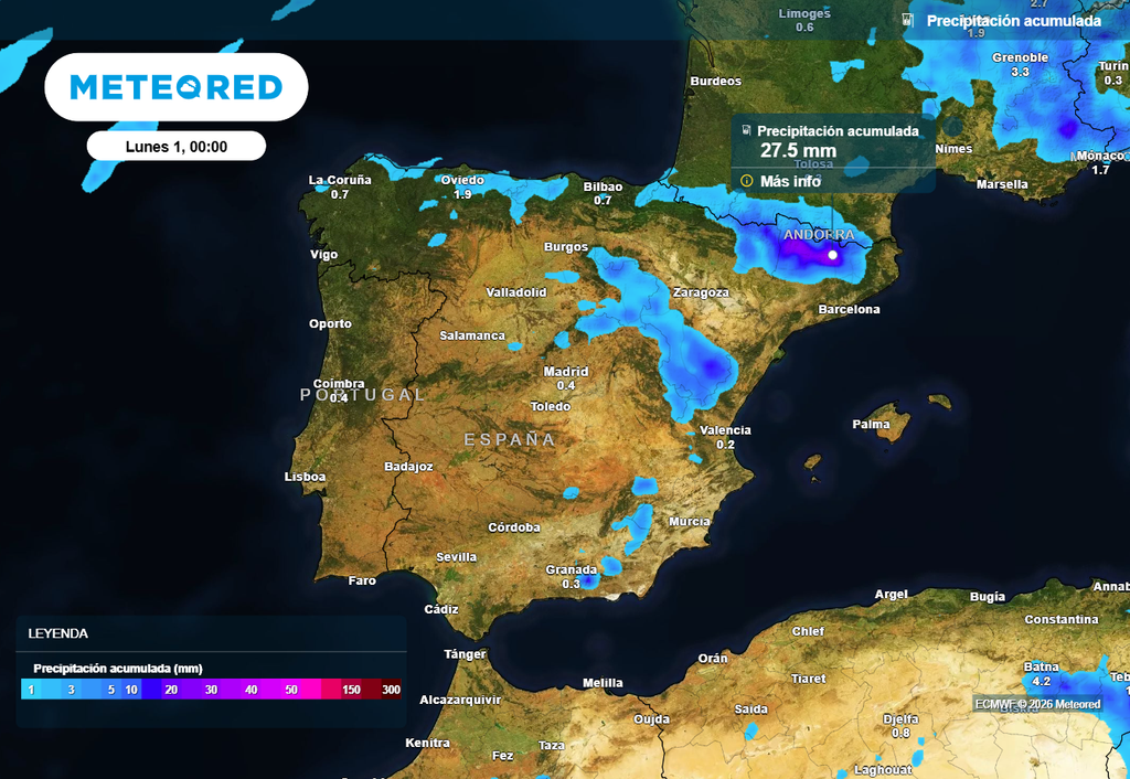 Las tormentas de este fin de semana pueden dejar acumulados localmente significativos en el entorno del Pirineo, Sistema Ibérico, las Béticas y Sierra Nevada.