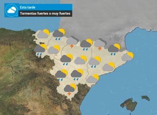 Tormentas fuertes o muy fuertes en el nordeste peninsular