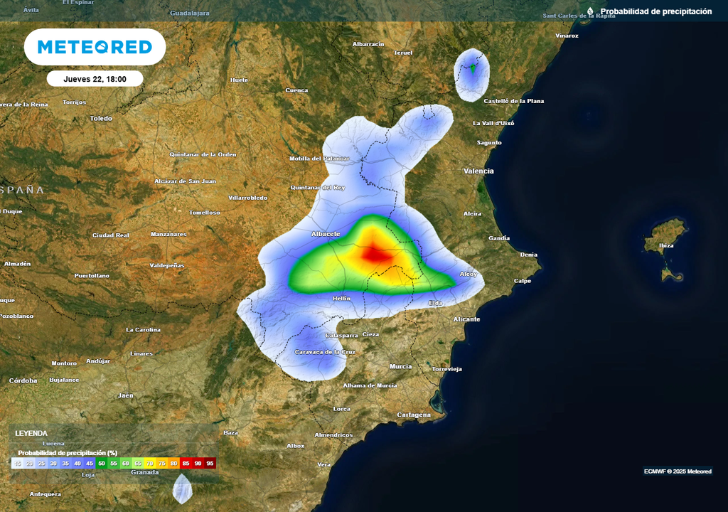 Mapa de probabilidades de precipitación. Mapa de probabilidades de precipitación.