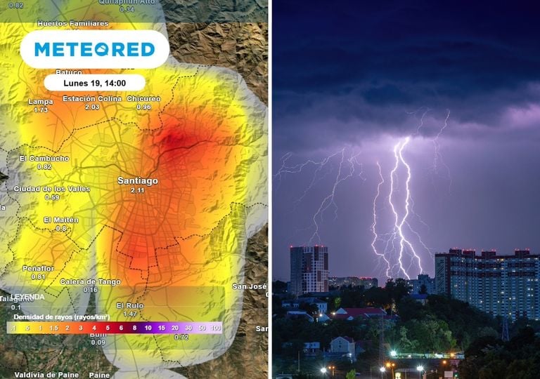 Tormentas m&aacute;s intensas en estas comunas de Santiago: hasta 35 mm de lluvia, granizos y fuertes vientos