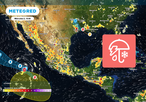Tormentas muy fuertes para este mi&eacute;rcoles en M&eacute;xico por ondas tropicales y circulaci&oacute;n del cicl&oacute;n "Marie"