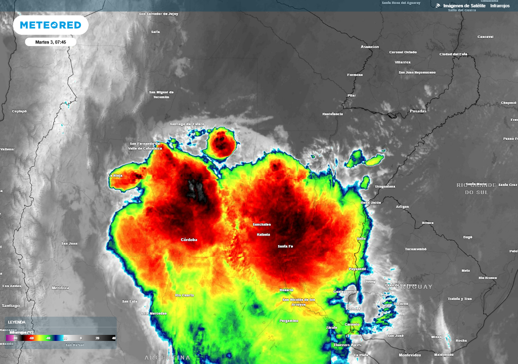 Tiempo Argentina pronóstico Un gran sistema de tormentas avanza hacia el norte por el país.