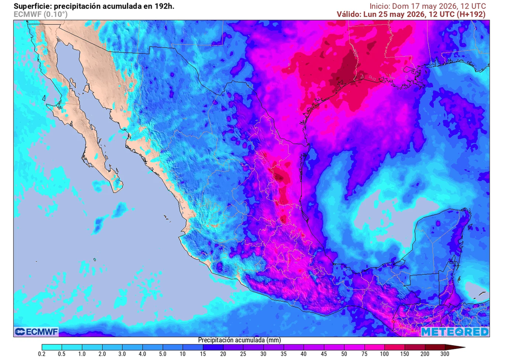 Tormentas y lluvias moderadas a localmente severas en el noreste, centro, oriente y sur con 70-150 mm o incluso mayores; granizo, viento e inundaciones probables.