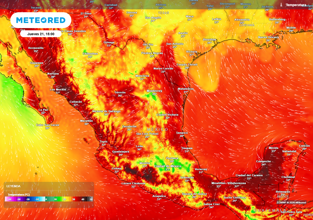 Temperaturas de 31-39 °C en estados costeros se sentirá esta semana, mientras el Altiplano rondaría de 20 a 35 °C; las lluvias refrescarán las zonas pronosticadas.