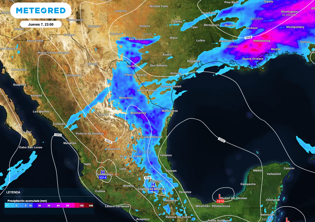 Los acumulados de lluvia más importantes serán sobre Tamaulipas y Nuevo León.
